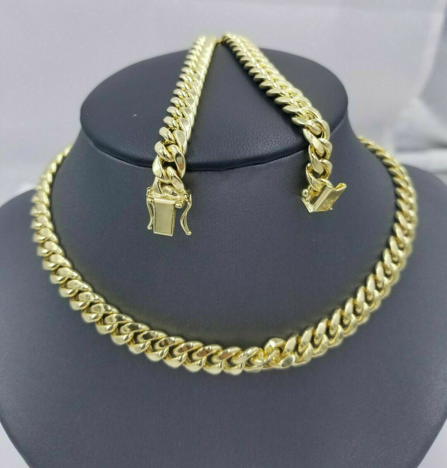 Real 10K Yellow Gold 8mm 26" Miami Cuban Link Chain Necklace Box Lock