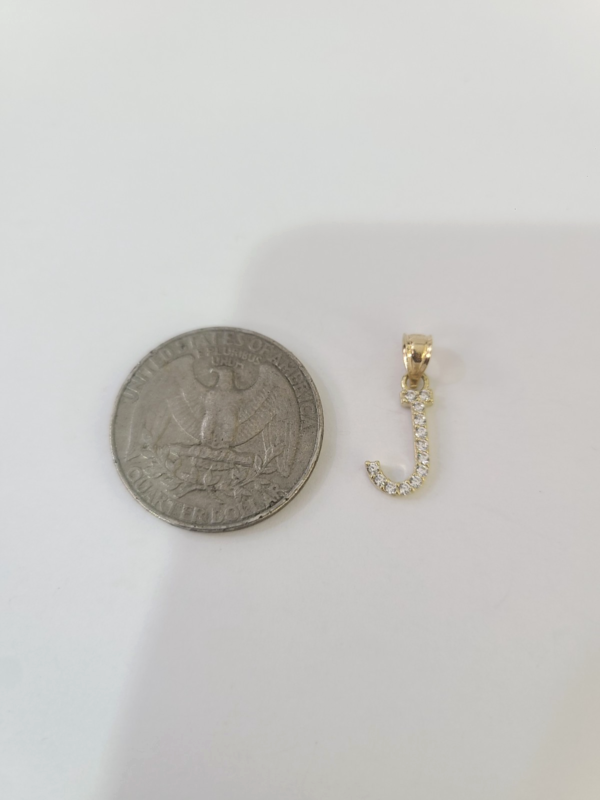 10K Gold Solid Franco Chain J Initial CZ Stone Pendant Set 1mm 16 18 20 22 Women