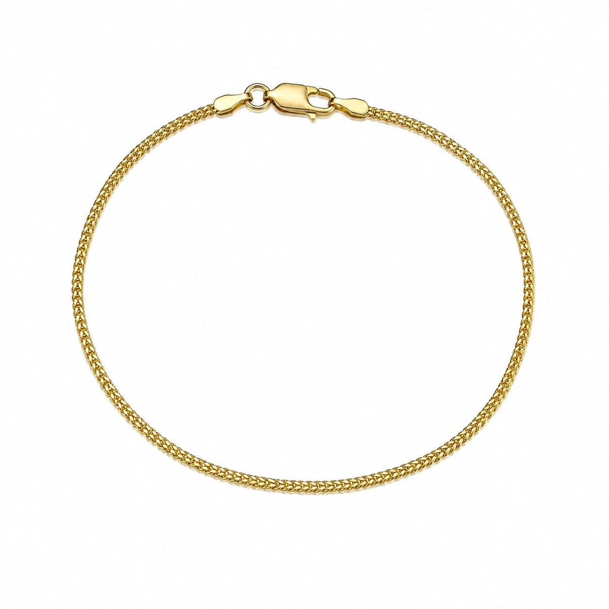 18K Yellow Gold Franco Chain Bracelet Real 1mm 8 Inch Ladies Dainty Fine Jewelry