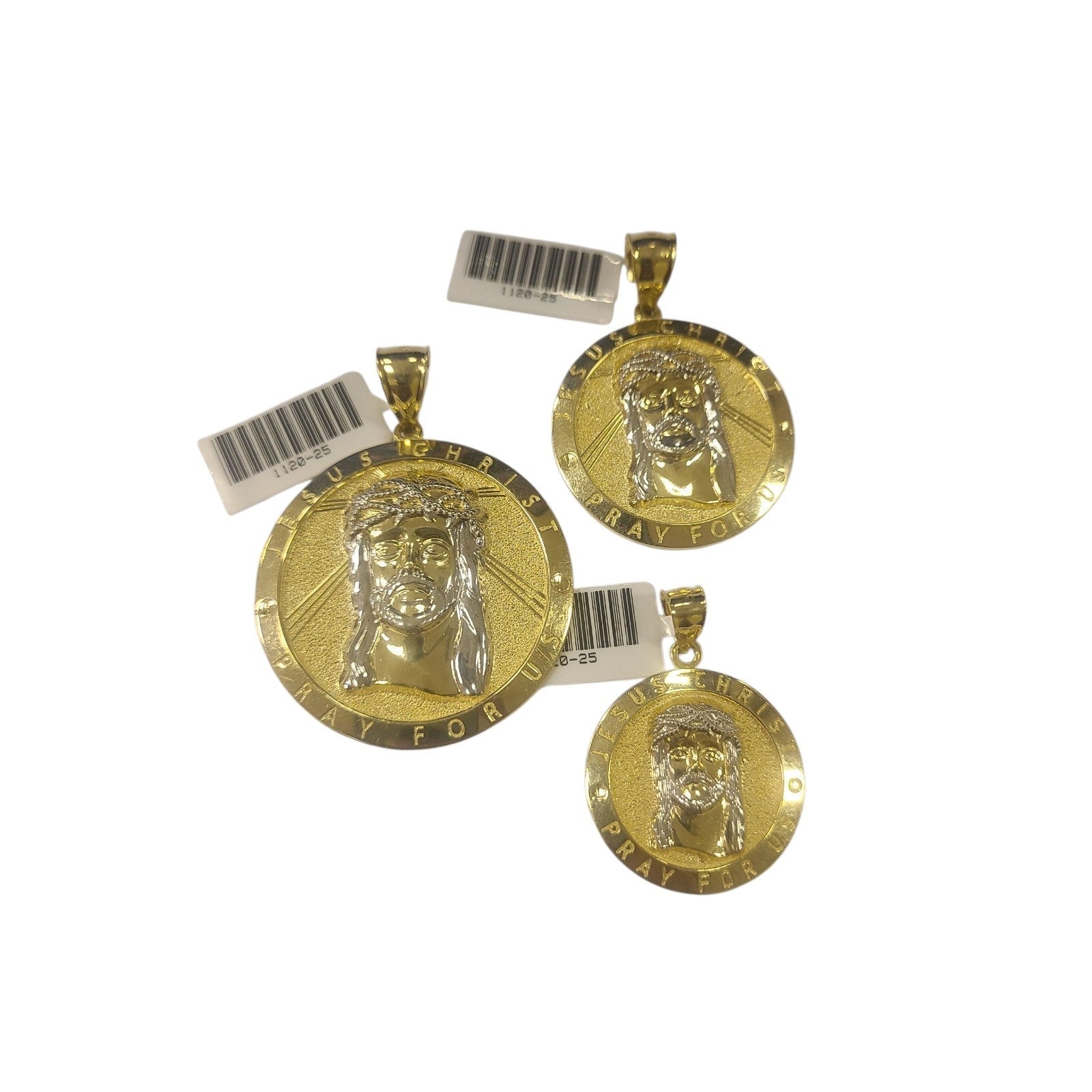 10K Jesus Christ Pendant Pray For Us Yellow Gold Charm 10kt Small Medium Big