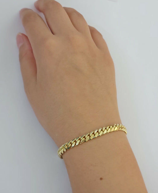 Real 10k Yellow Gold bracelet solid 7.5 Inch 6mm maimi cuban Links Men & Women