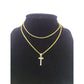 10K Gold Solid Franco Chain T Initial CZ Stone Pendant Set 1mm 16 18 20 22 Women