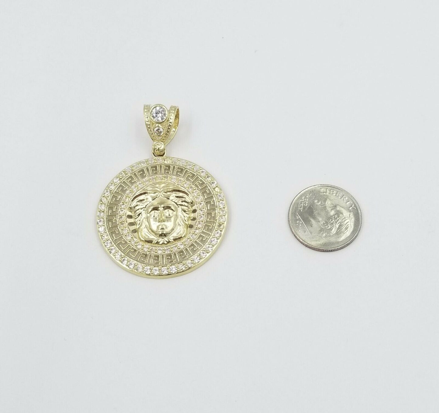 REAL 10k Yellow Gold Head Charm 1.75" Pendent 3mm Rope Chain 20 22 24