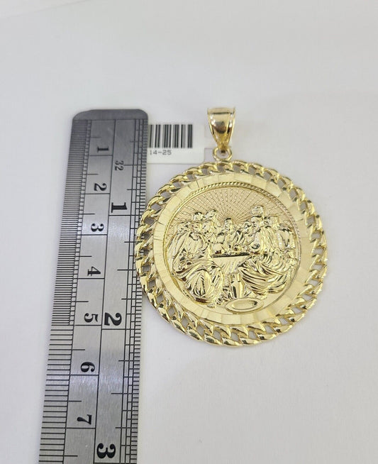 10k Last Supper Charm Pendant REAL 10Kt Religious Medallion Yellow Gold