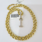 10k Rope Chain I Diamond Initial Charm Necklace Pendant Set 4mm 20"-30" Gold