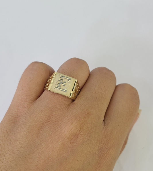 REAL Ring 10k Ring Alphabet E Initial Yellow Gold Genuine