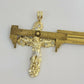 14k Yellow Gold Cross Nugget Jesus Crucifix Pendant 3.5 Inch 14kt Gold Mens REAL