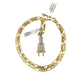 10k Solid Figaro Chain Plug Diamond Charm Necklace SET 4mm 22" Pendant