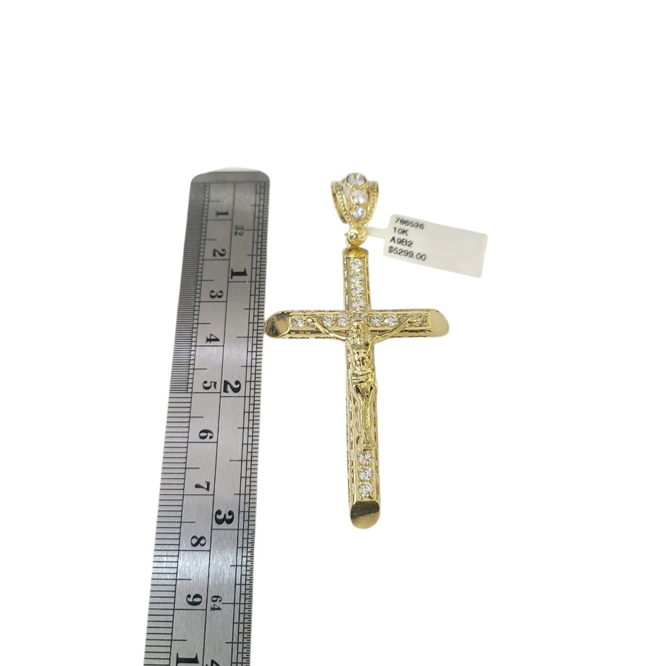 10k Yellow Gold Cuban Curb Chain Crucifix Cross Pendant Charm 8mm Necklace Men