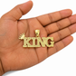 Real 10K Yellow Gold KING Crown Pendant Charm Mens Hip Hop Diamond Cut Style