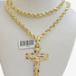 10k yellow gold rope chain with cross charm pendant set real 10kt 4mm necklace