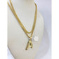 Real Gold 10k Chain Pendant SET A Initial Charm Miami Cuban Link Necklace 2.5mm