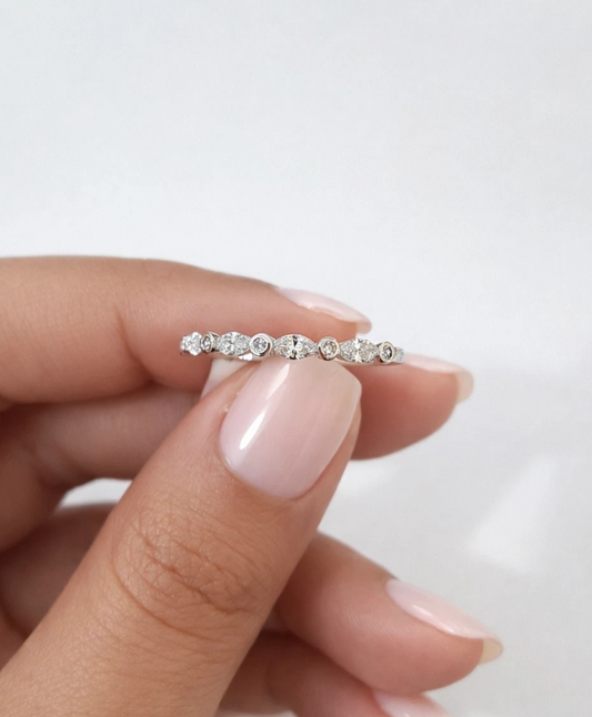 REAL 10k White Gold Diamond Ring Lab Created Ladies Wedding Band Women