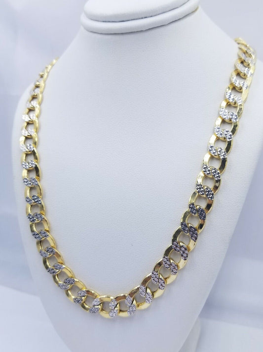 12MM Real Gold Mens Necklace Cuban Link 20-30" Diamond Cut 10k Yellow Gold Chain