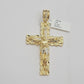 14k Yellow Gold Cross Nugget Pendant Jesus Crucifix 3 Inch 14kt Gold Men's REAL