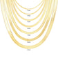Solid 10K Yellow Gold 3mm-9mm Flat Herringbone Chain Necklace Women Men 16"- 24"