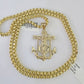 Real 10k Gold Byzantine Necklace Jesus Anchor Charm SET Chain 18"-30" 3mm