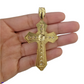Real 10k Yellow Gold Jesus Cross Charm pendant 3.75" With cubic Zirconia for Men
