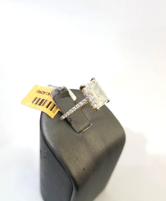 Real 14k Yellow Gold White Diamond Ring Square Lab Diamond Mens Genuine