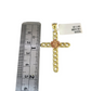 Real 10k Charm Pendant Christ Cross Rose Yellow Gold 10KT