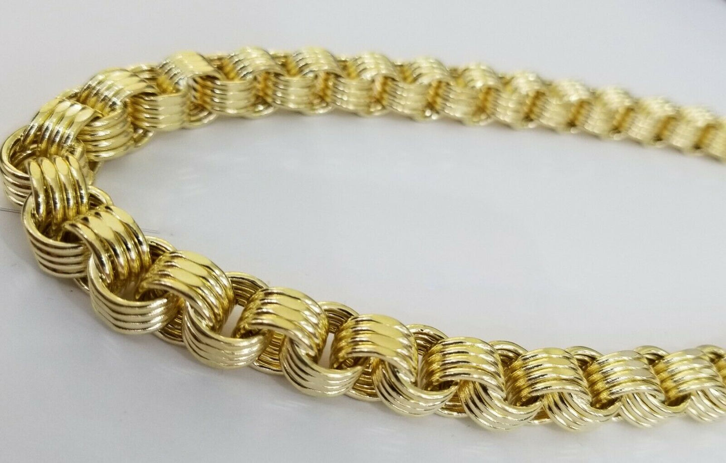 Real 10k Gold Byzantine Chain 11mm 26" Inch Men's yellow gold necklace 10kt