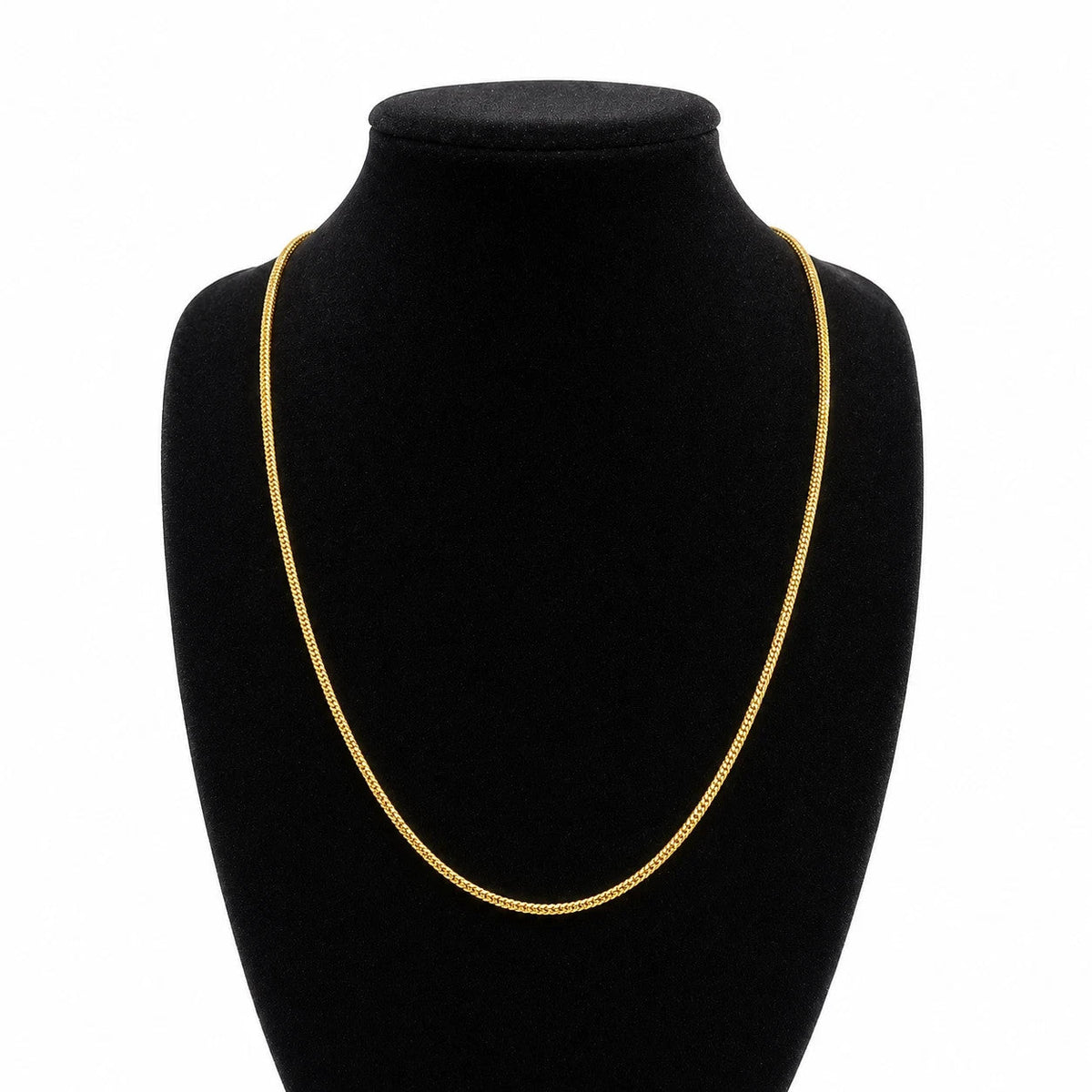 Real 18K Yellow Gold Franco Link Chain Choker Necklace 1mm 20 Inch Women