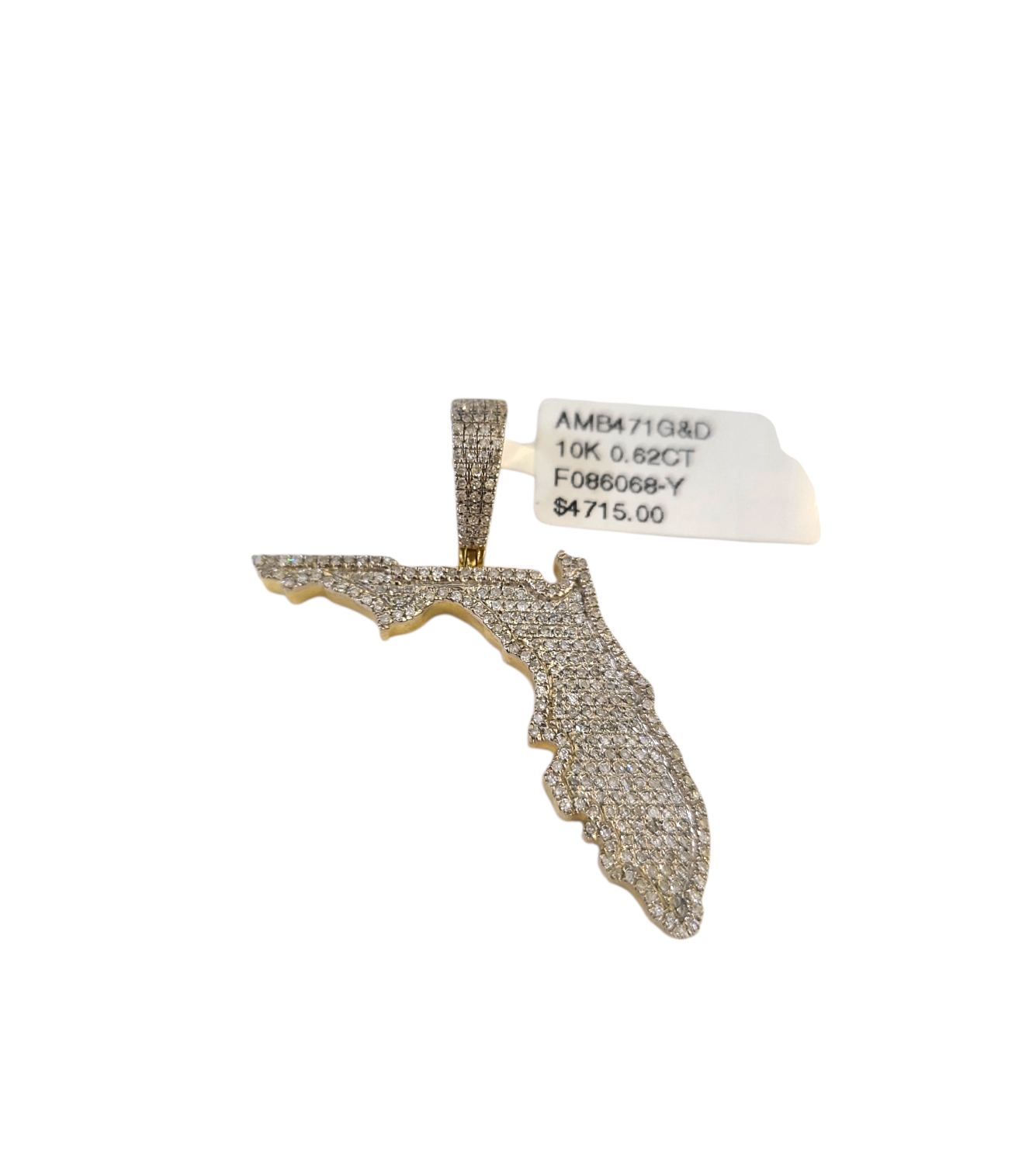 Real 10k Yellow Gold Florida Diamond Charm Pendant 1.5'' inch Genuine 10kt