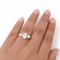 14k White Gold Oval LAB Created Ring Diamonds Wedding Ladies Band Women