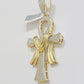Real 10k Yellow Gold Diamond Ankh Cross Charm Pendant 0.80 CT Mens 2.5Inch