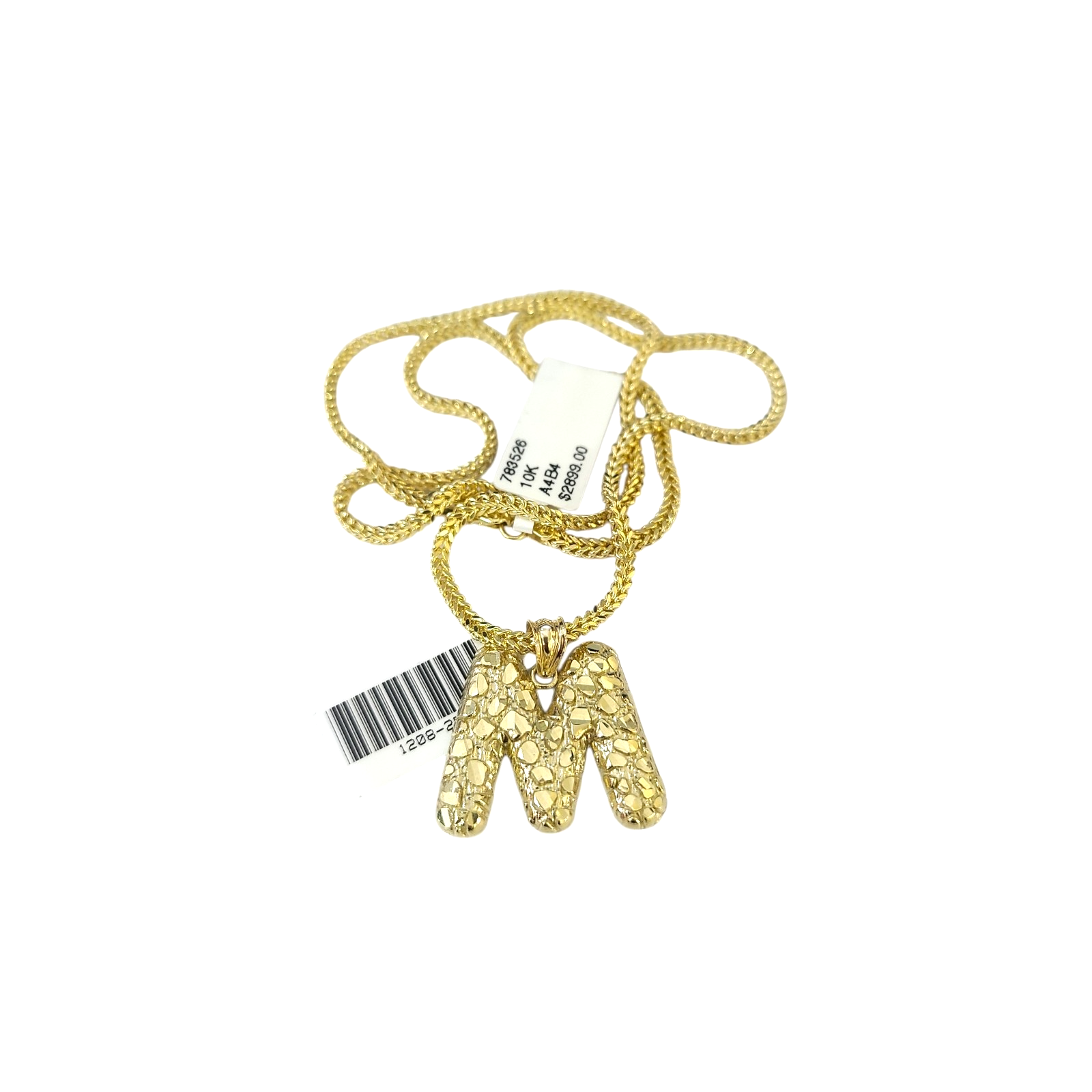 Real 10k Gold Franco Chain 2.5mm 16"-26" M Initial Charm Pendant Necklace SET