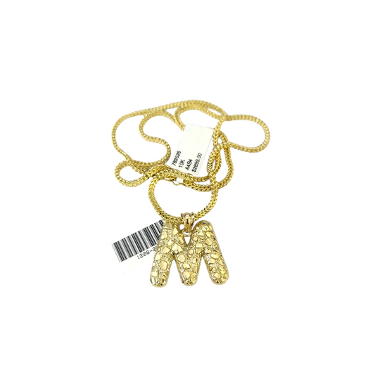 Real 10k Gold Franco Chain 2.5mm 16"-26" M Initial Charm Pendant Necklace SET