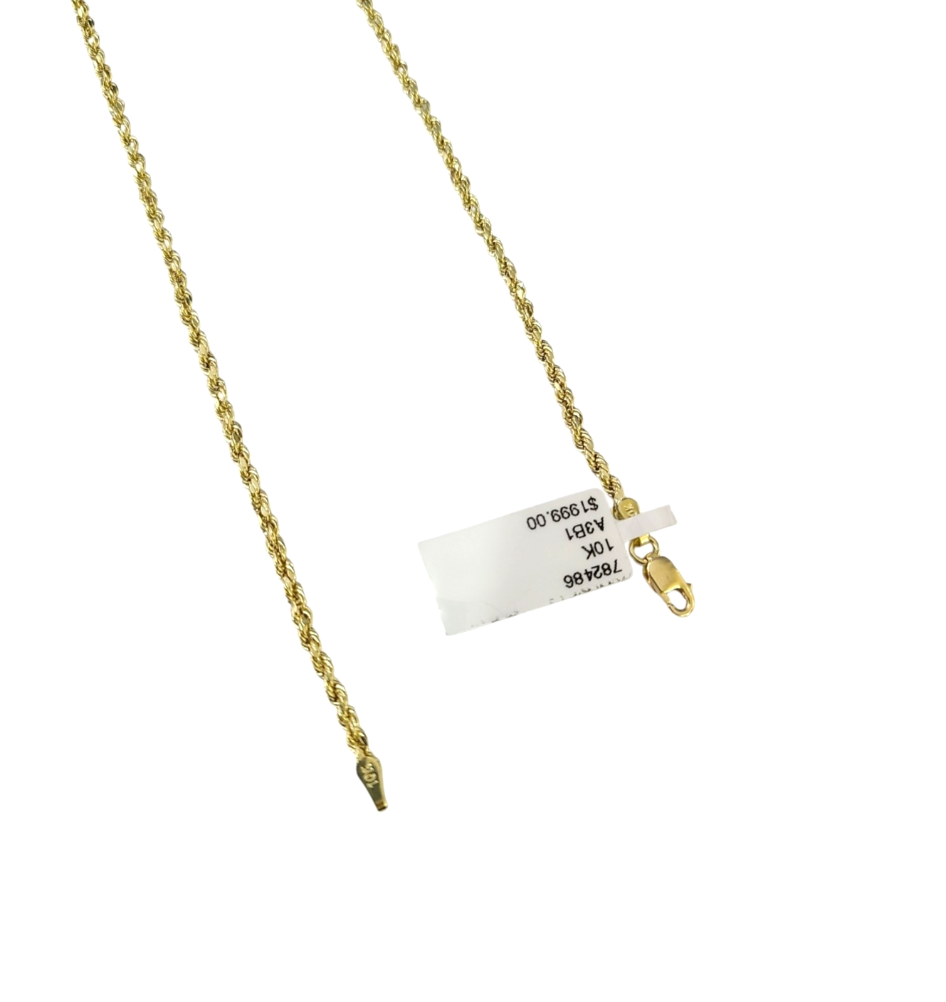Real 10k Yellow Gold Rope Necklace Chain 2mm 18-30 Inch Diamond Cuts 10kt