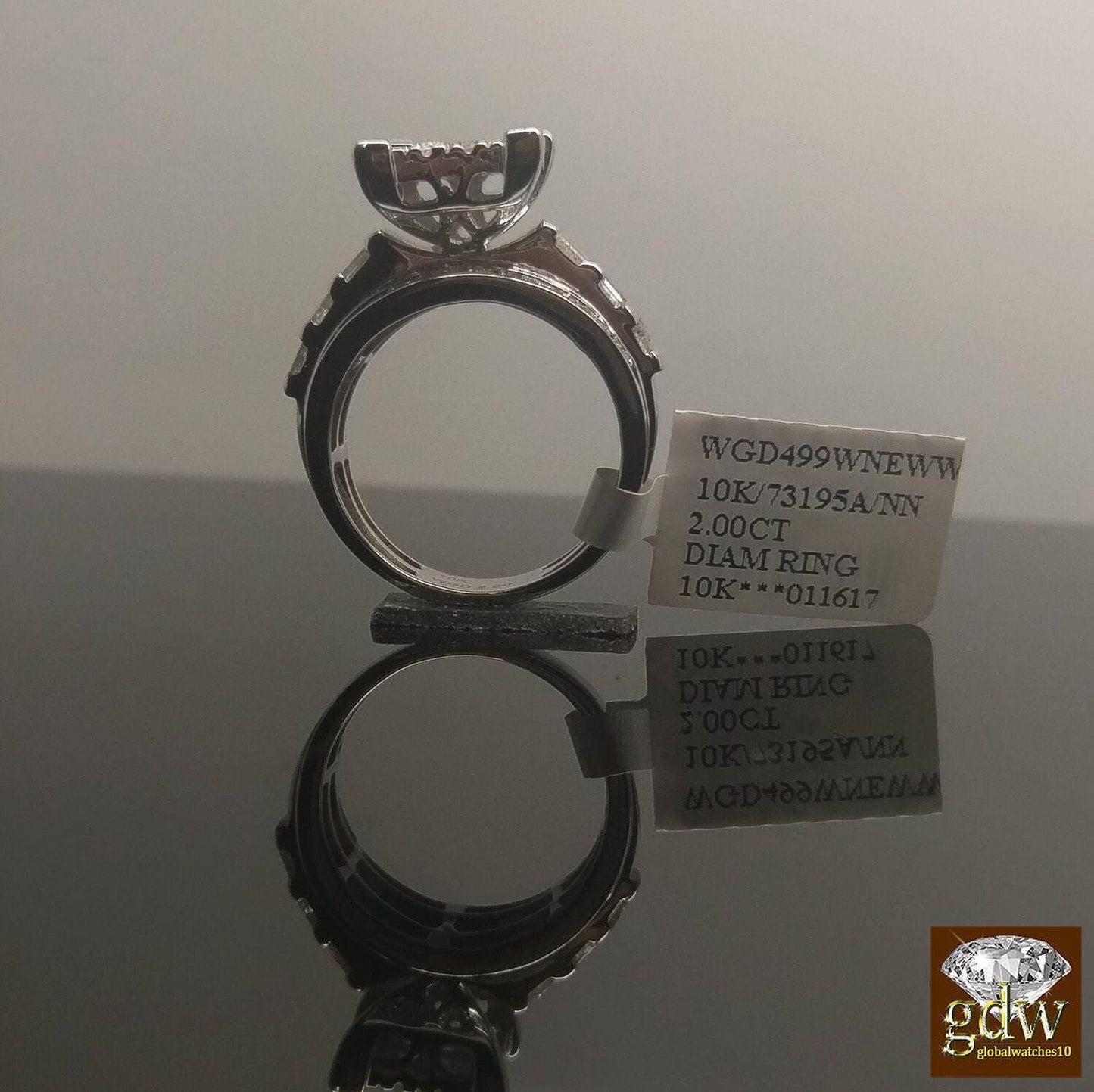 2CT Diamond Solid 10k White Gold Ring Engagement Wedding Cinderella Ladies REAL