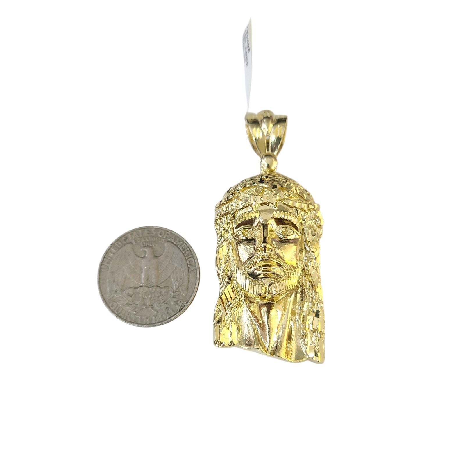 Real 10k Charm Pendant Religious Head Christ Yellow Gold 10KT