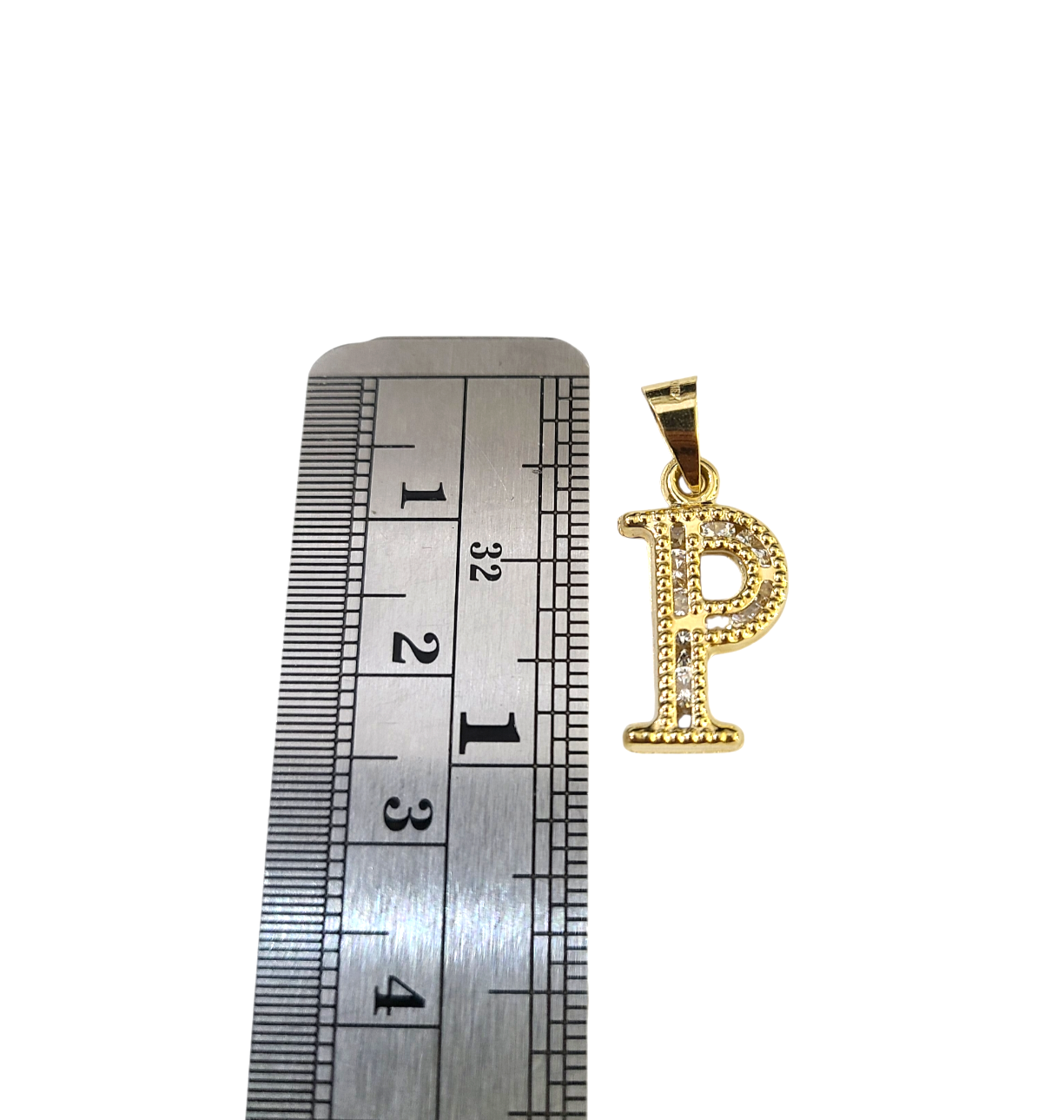 10k Gold Cuban Curb Chain Necklace P Initial Alphabet Pendant Charm 3mm Necklace