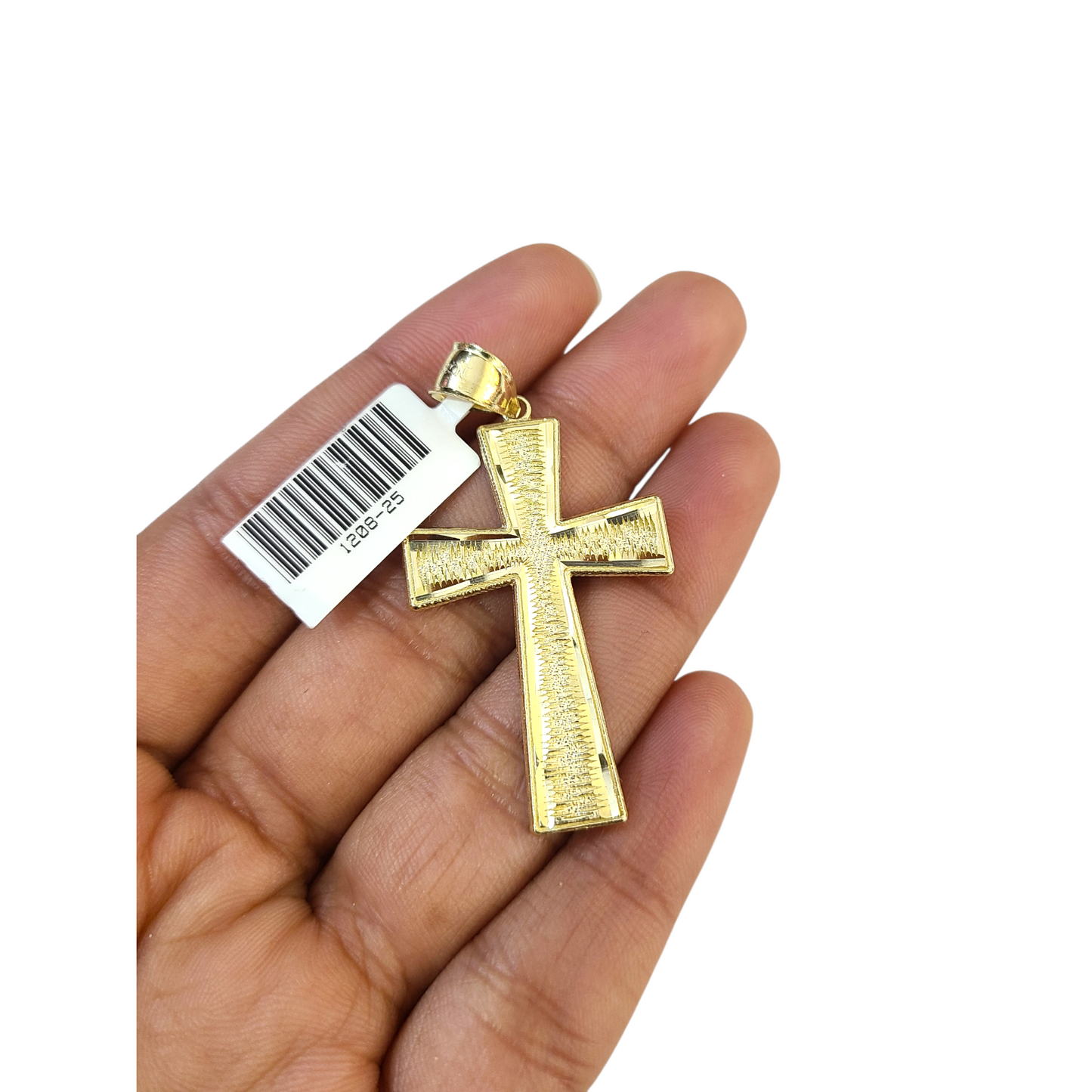 Real 10k Yellow Gold Charm Pendant Cross Diamond Cuts 10KT