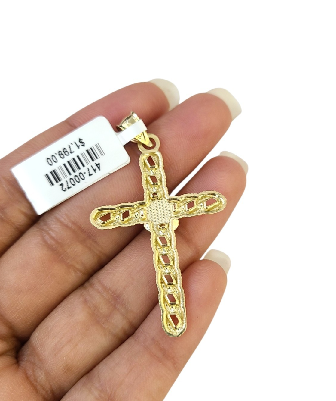 Real 10k Charm Pendant Christ Cross Rose Yellow Gold 10KT