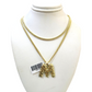 Real Gold 10k Chain Pendant SET M Initial Charm Miami Cuban Link Necklace 2.5mm