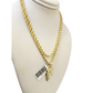 Real 10k Rope Chain Necklace Nugget F Initial Charm Set 3mm 18"-28" Pendant Gold