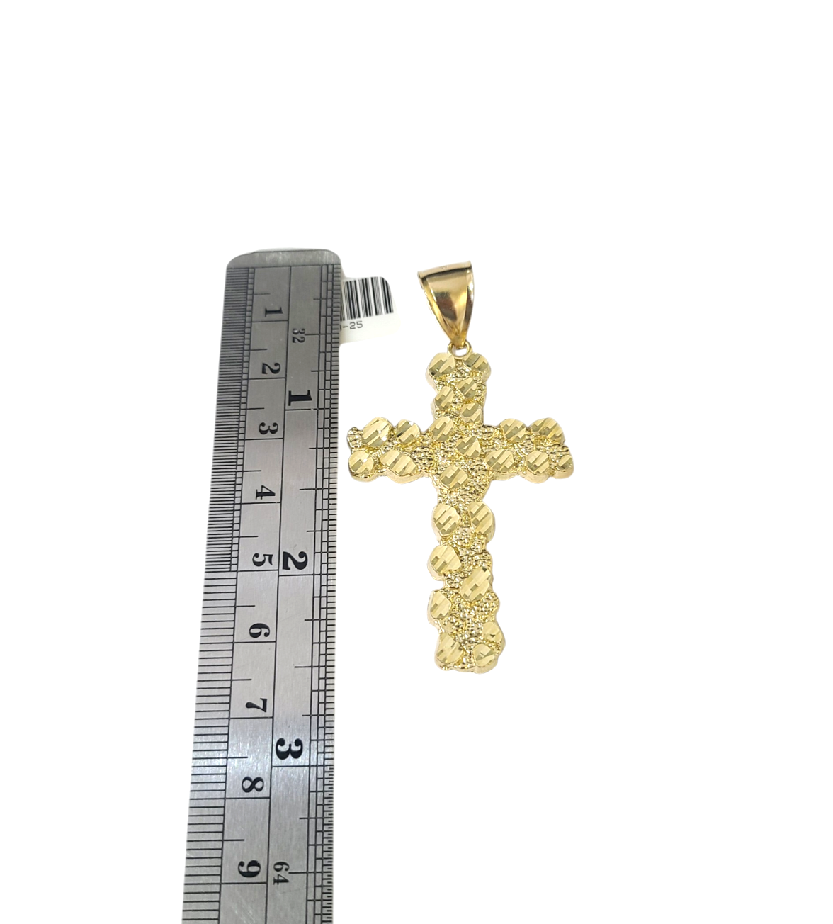 10k Real Gold Cuban Curb Chain Nugget Christ Cross Pendant SET 8mm Necklace Men