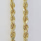 14K Yellow Gold 5mm Rope Chain 22" Diamond cut necklaceend Free Shipping