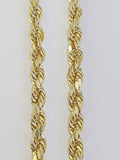 14K Yellow Gold 5mm Rope Chain 22" Diamond cut necklaceend Free Shipping