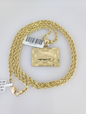 10k Solid Rope Chain Last Supper Charm Pendant 3mm Set 18"-26" in Necklace