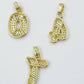 Real 10k Yellow Gold Diamond Number Charm Pendants for Men Women Bubble Letters