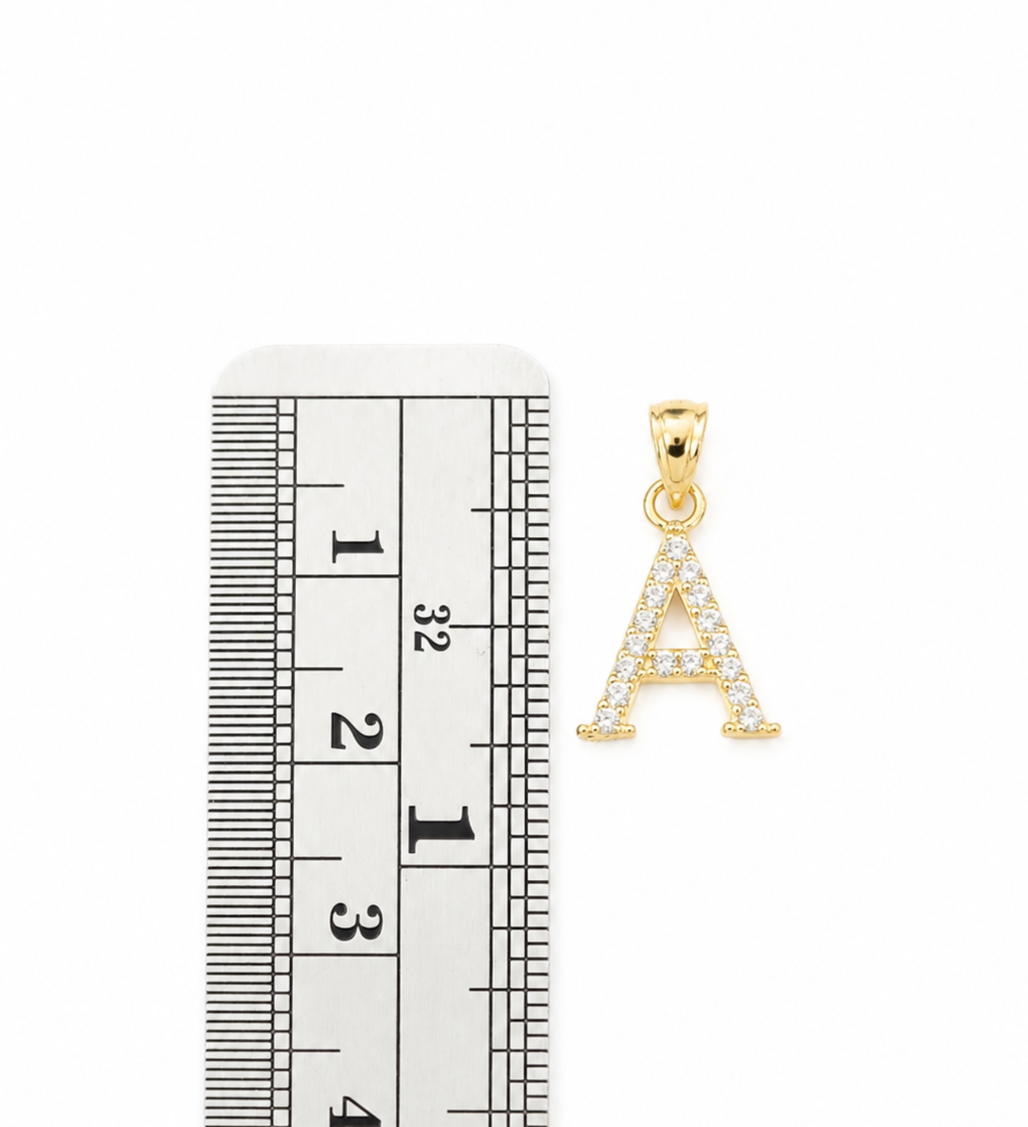 10K Gold Solid Franco Chain A Initial CZ Stone Pendant Set 1mm 16 18 20 22 Women