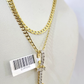 10k Gold Chain Necklace Cuban Curb I Diamond Initial Pendant Set 3mm 20"-30"