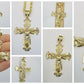 Real 10k Yellow Gold Rope Chain Crucifix Cross Pendent Jesus Diamond Cut Charm
