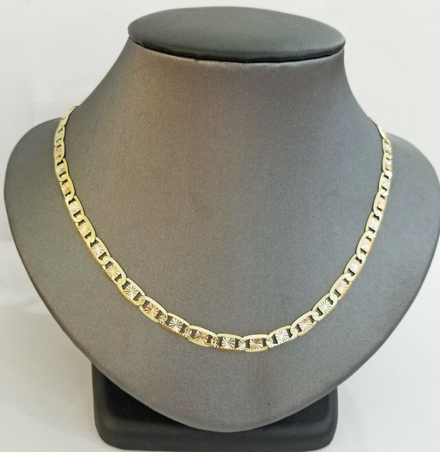 14k valentino Trio - Gold Women's Link chain 26" necklace 5mm with Diamond Cuts