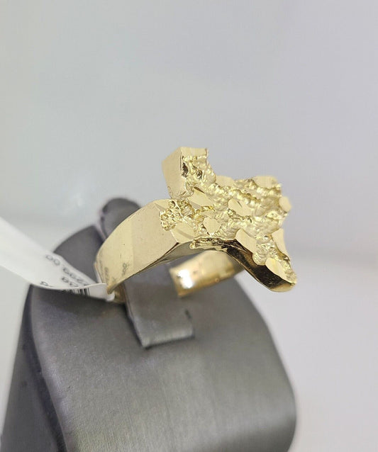 Solid 10k Gold Texas Map Nugget Ring Casual Men's Band Square New REAL Yellow
