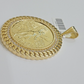 1947 Mexican Centenario Coin Charm Pendant Replica 50 pesos With Bezel 10kt Gold